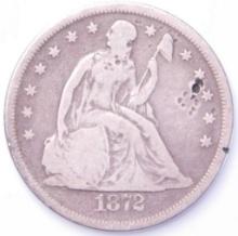 Seated Liberty Silver Dollar Coin, 1872