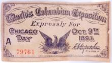 1893 World's Columbian Exposition Ticket