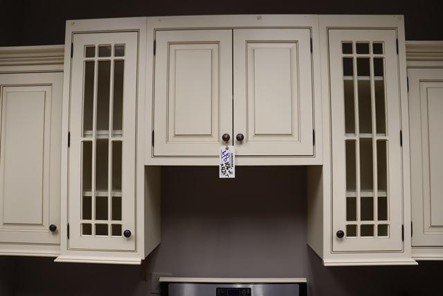 106" long upper & lower kitchen cabinet display (range sold separate) with