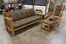3 Piece set - Log Cabin Fever - couch, rocking chair, & foot stool