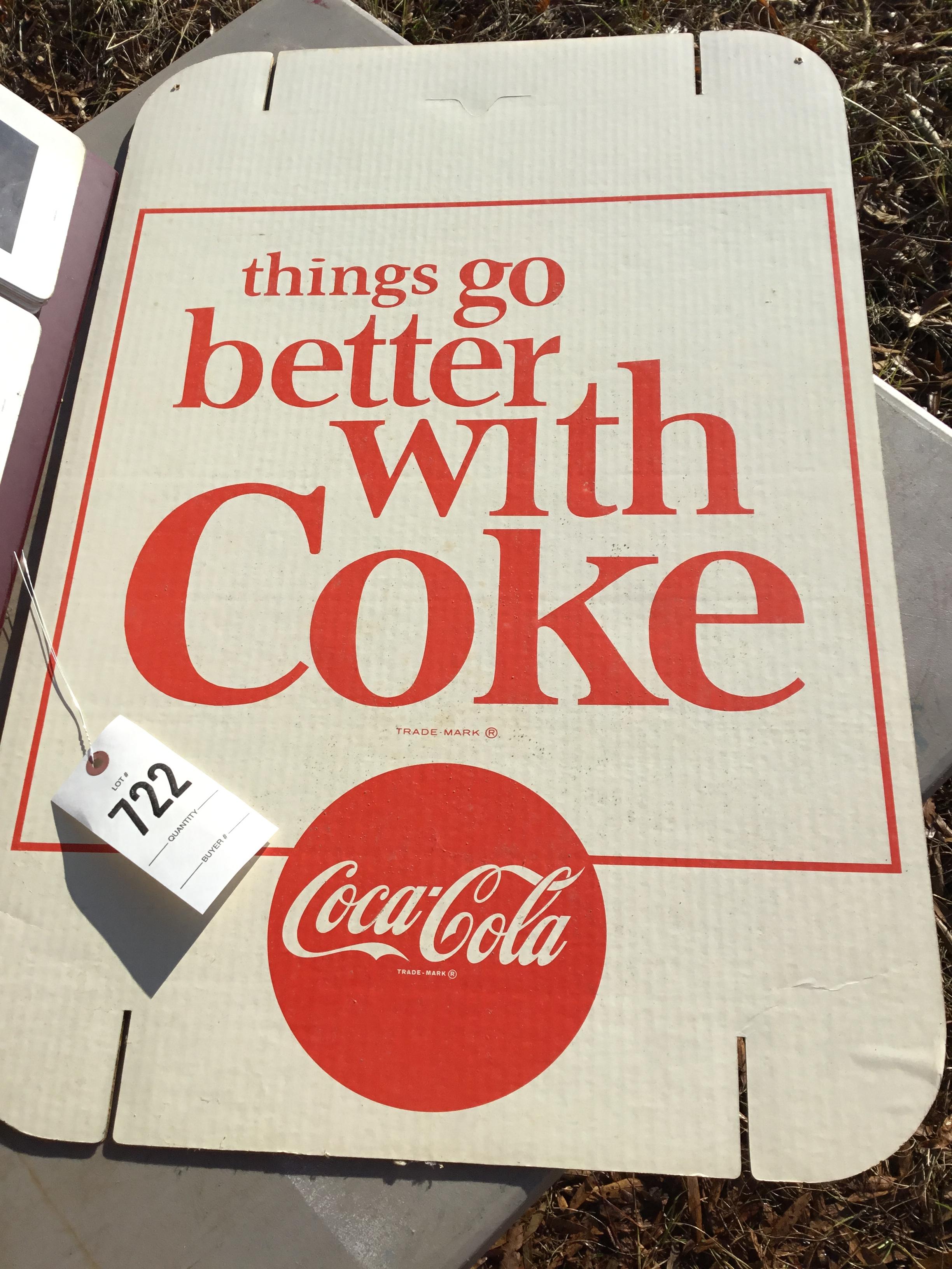 1963 Coca-Cola point-of-sale cardboard display, double-sided, 20" x 30"