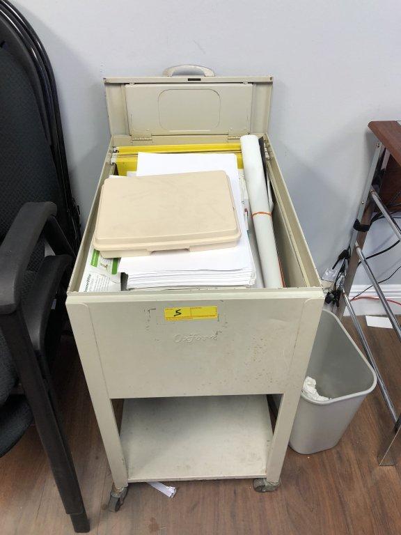ROLLING FILE CABINET WITH CONTENTS OF SUPPLIES