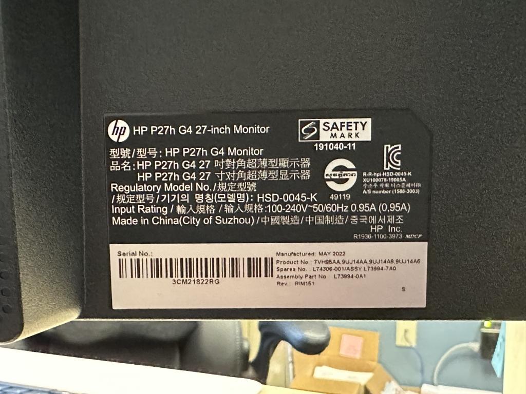 HEWLETT PACKARD P27H G4 27" LCD MONITOR