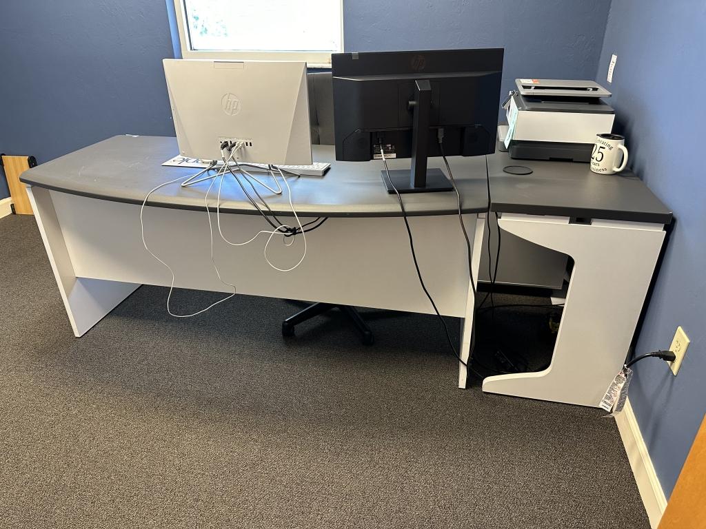 LOT CONSISTING OF L-SHAPED DESK WITH FILE CABINET