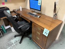 WOOD DESK WITH PULL OUT PRINTER STAND AND CHAIR