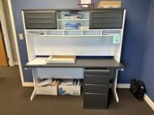 WORK STATION WITH HUTCH AND FILE CABINET