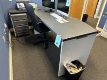 LOT CONSISTING OF L-SHAPED DESK WITH FILE CABINET