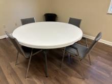 5' ROUND FOLDING TABLE WITH (4) STACKING CHAIRS