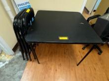 FOLDING TABLE AND (4) FOLDING CHAIRS