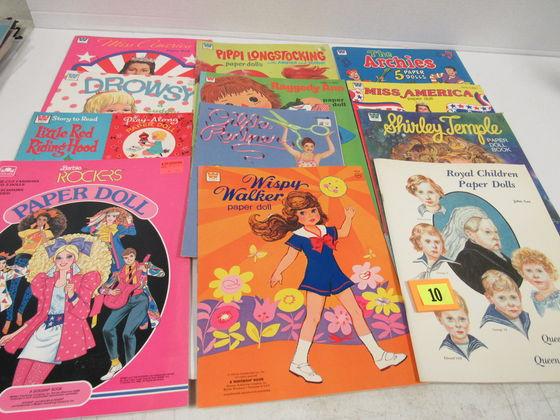 Lot (12) Vintage Paper Dolls Books Archies, Shirley Temple, Gilda Radner+