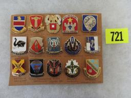 Grouping of (15) US Military Unit Enameled Insignia Lapel Pins