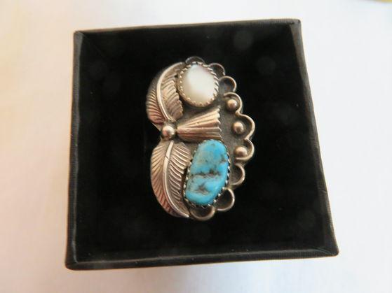 Beautiful Turquoise and Sterling Silver Pendant and Ring Set