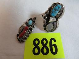 Beautiful Turquoise and Sterling Silver Pendant and Ring Set