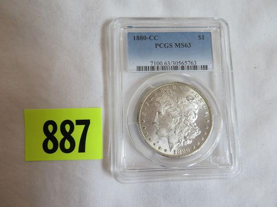 1880- CC Morgan Silver Dollar PCGS MS63