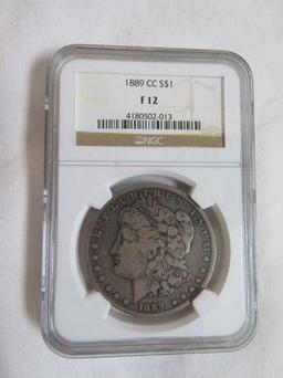 1889-CC Morgan Silver Dollar NGC Graded F 12