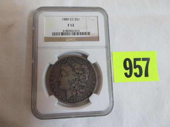 1889-CC Morgan Silver Dollar NGC Graded F 12