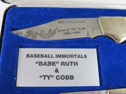 Frost Ty Cobb & Babe Ruth Baseball Immortals Bone Handled Lockback Knives