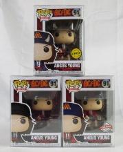 Lot (3) Funko Pop Rock #91 Angus Young AC/DC Figures w/ Chase & Variant MIB