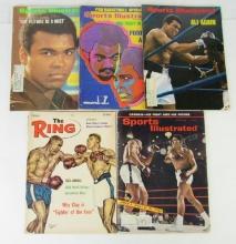 Lot (5) Vintage 1960's/70's Muhammad Ali Magazine- Ring, Sports Illustrated.