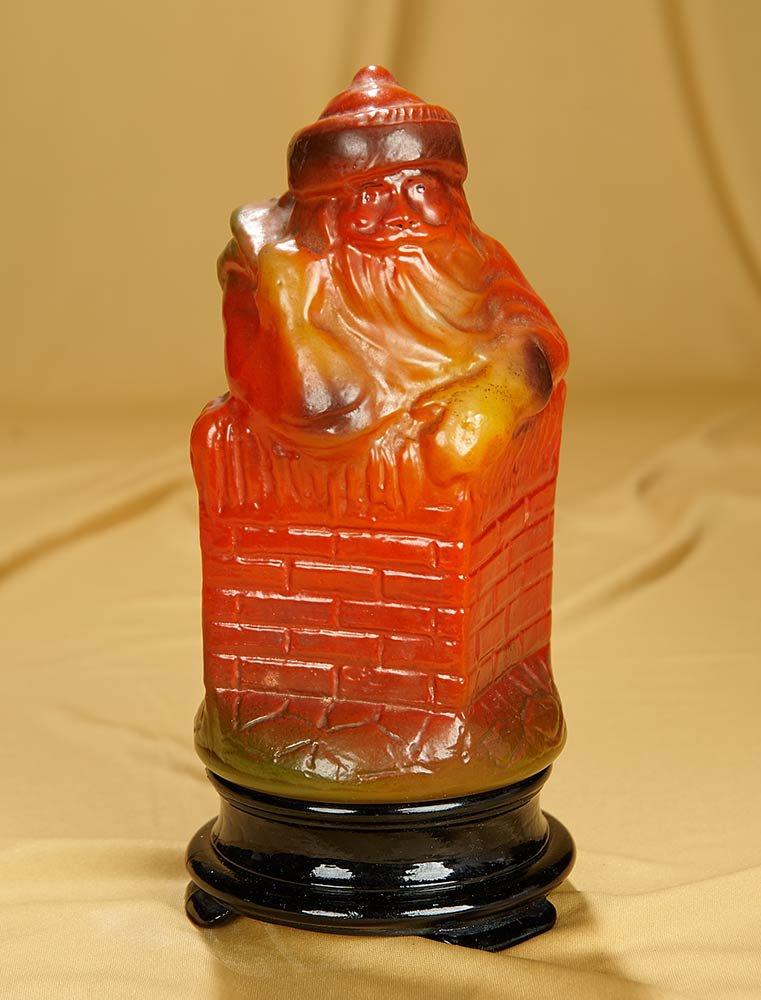 10" Tiffin glass lamp with Santa Claus globe by The US Glass Co. $700/1200
