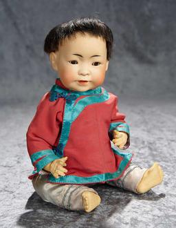 15" German bisque portrait of Chinese baby, model 243, by Kestner. $1600/2100