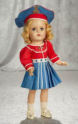14" American composition doll as Shirley Temple look-alike in original costume. $200/300