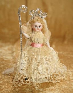 6" German bisque dollhouse doll in fairy godmother costume. $300/400