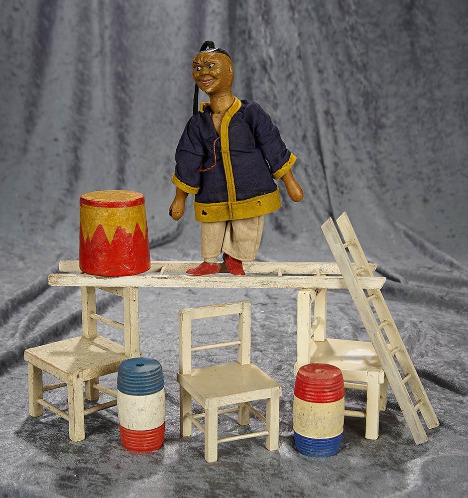 American wooden circus toys by Schoenhut including 7" Chinese performer. $300/400