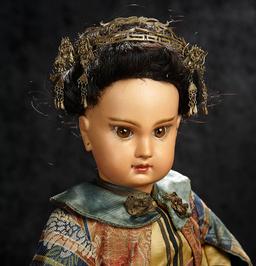 French Bisque Bebe by Emile Jumeau as Asian Child, Original Couturier Costume s 25,000/35,000