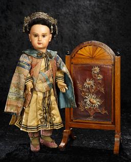 French Bisque Bebe by Emile Jumeau as Asian Child, Original Couturier Costume s 25,000/35,000