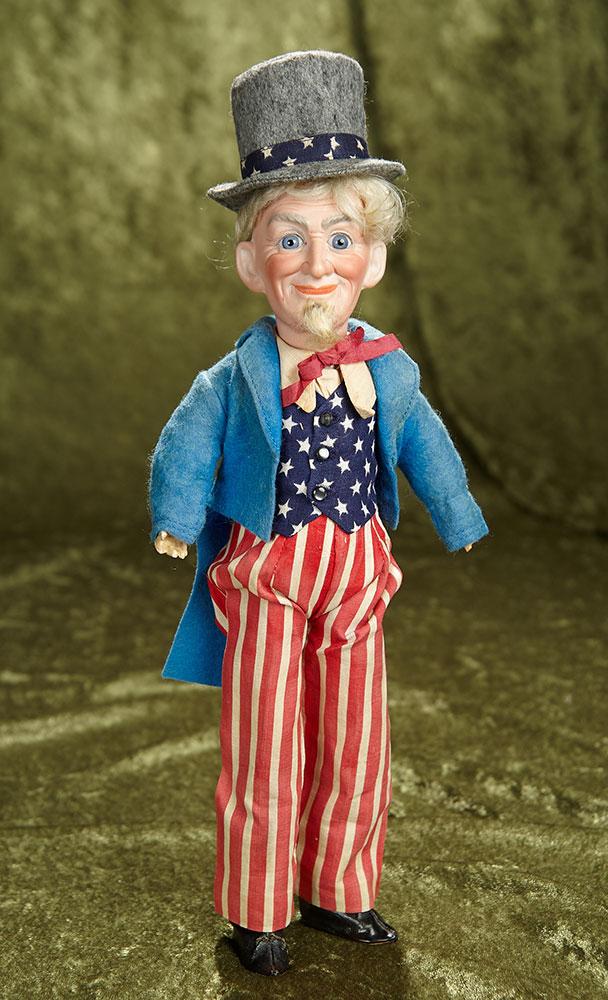 13" German Bisque Portrait of Uncle Sam by Dressel in Original Costume. $800/1200