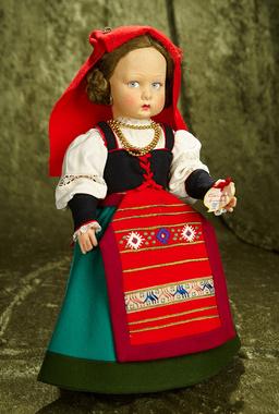 16" Italian felt character girl by Lenci in exceptionally fresh costume, original label. $600/900