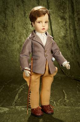 23" Rare Italian felt character in riding outfit by Lenci. $1200/1500