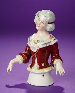 German Porcelain Half-Doll "Lady with Gentle Smile" 200/400