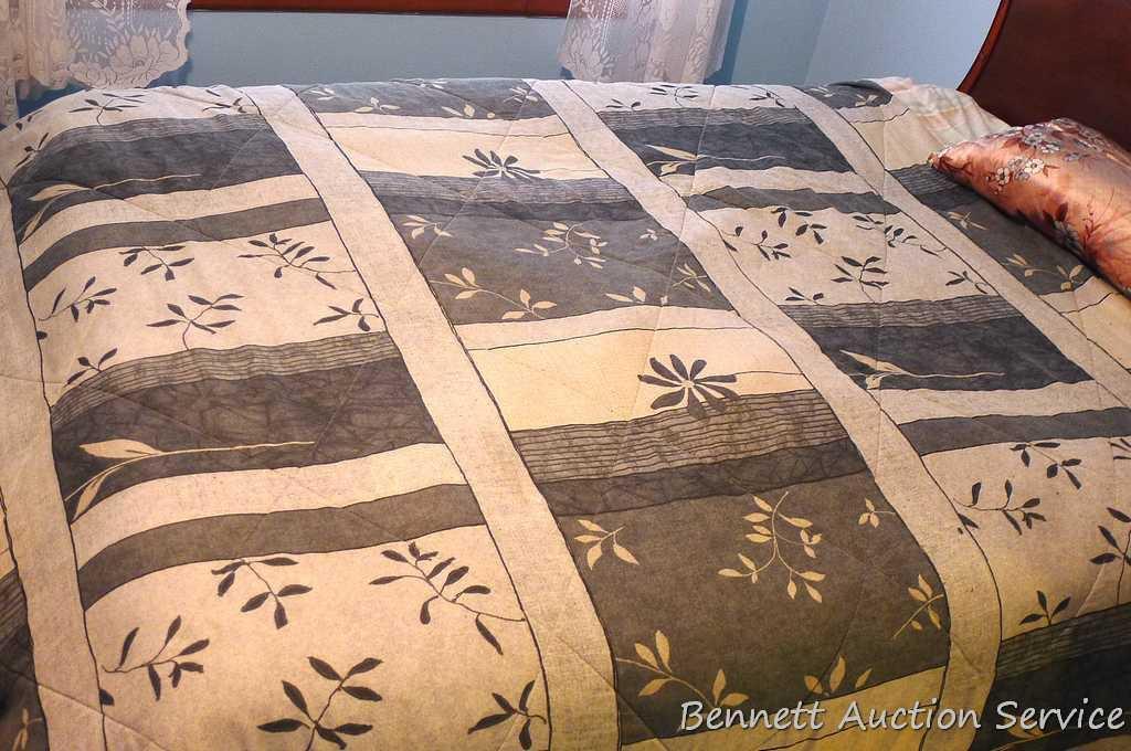 Tempur-pedic full size mattress and box spring set; Healthy Sleep mattress pad, sheets, comforter