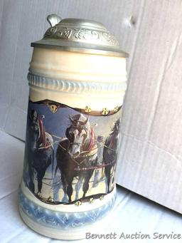 Gerz German Beer Stein : Four abreast draft horses, by artist Rozan. Excellent condition. No cracks