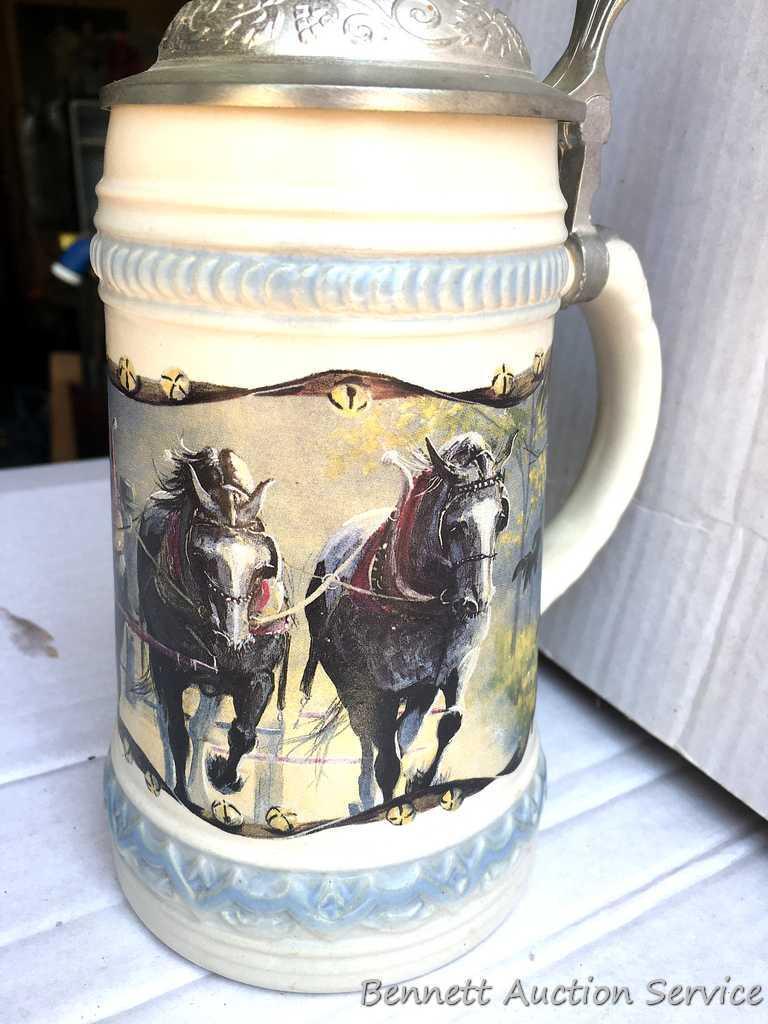 Gerz German Beer Stein : Four abreast draft horses, by artist Rozan. Excellent condition. No cracks