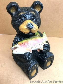 Bear and Trout Figurine: Molded, solid. For the "Everything-Bear" collector. 10" overall height.