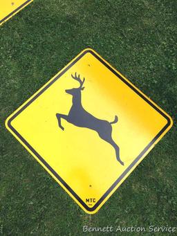 Deer crossing reflective road sign: 23 3/4" square. Real Canadian road sign, obtained from Highway