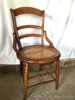 Caned Chair: Antique wood chair. Hand cane by The Antiquer family, refinished and glued by The