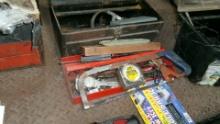 2-TOOL BOXES: CALIPERS, TIN SNIPS, HACKSAW, LEVELS, TAPES, SQUARES SCREW DRIVERS, MISC. WRENCHES