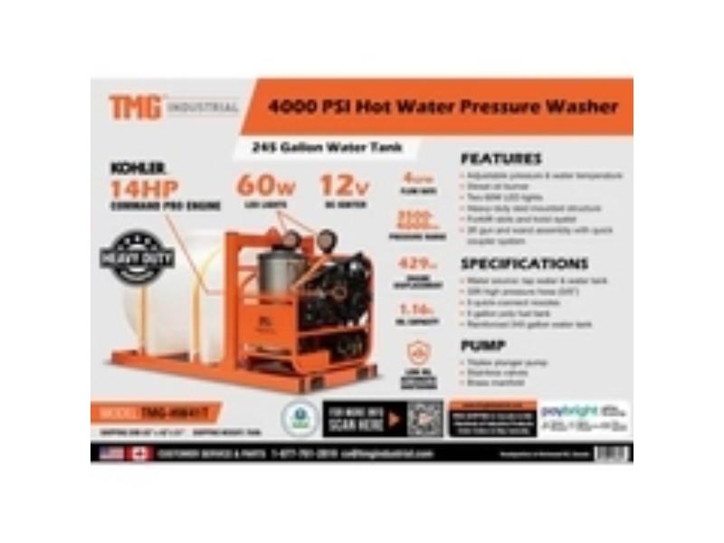 New TMG-HW41T Pressure Washer 4000PSI w/Tank
