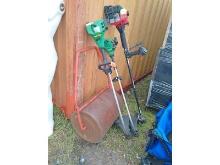 3 Gas Trimmers & Lawn Roller