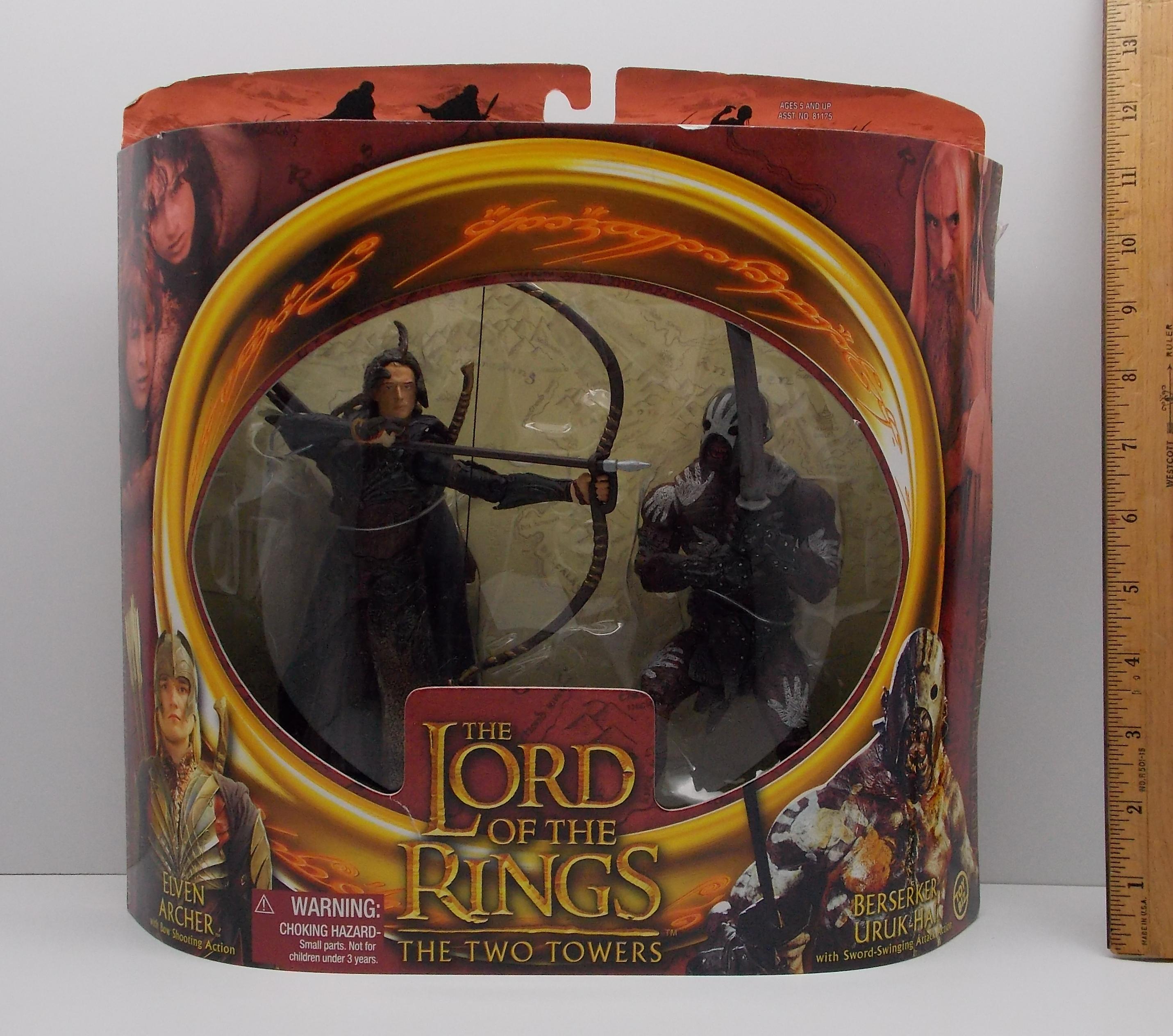 Elven Archer/Berserker Uruk-Hai 3 Figure Lord of the Rings Action Exclusive Boxed Set