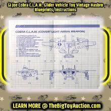 GI Joe Cobra C.L.A.W. Glider Vehicle Toy Vintage Hasbro Blueprints/Instructions
