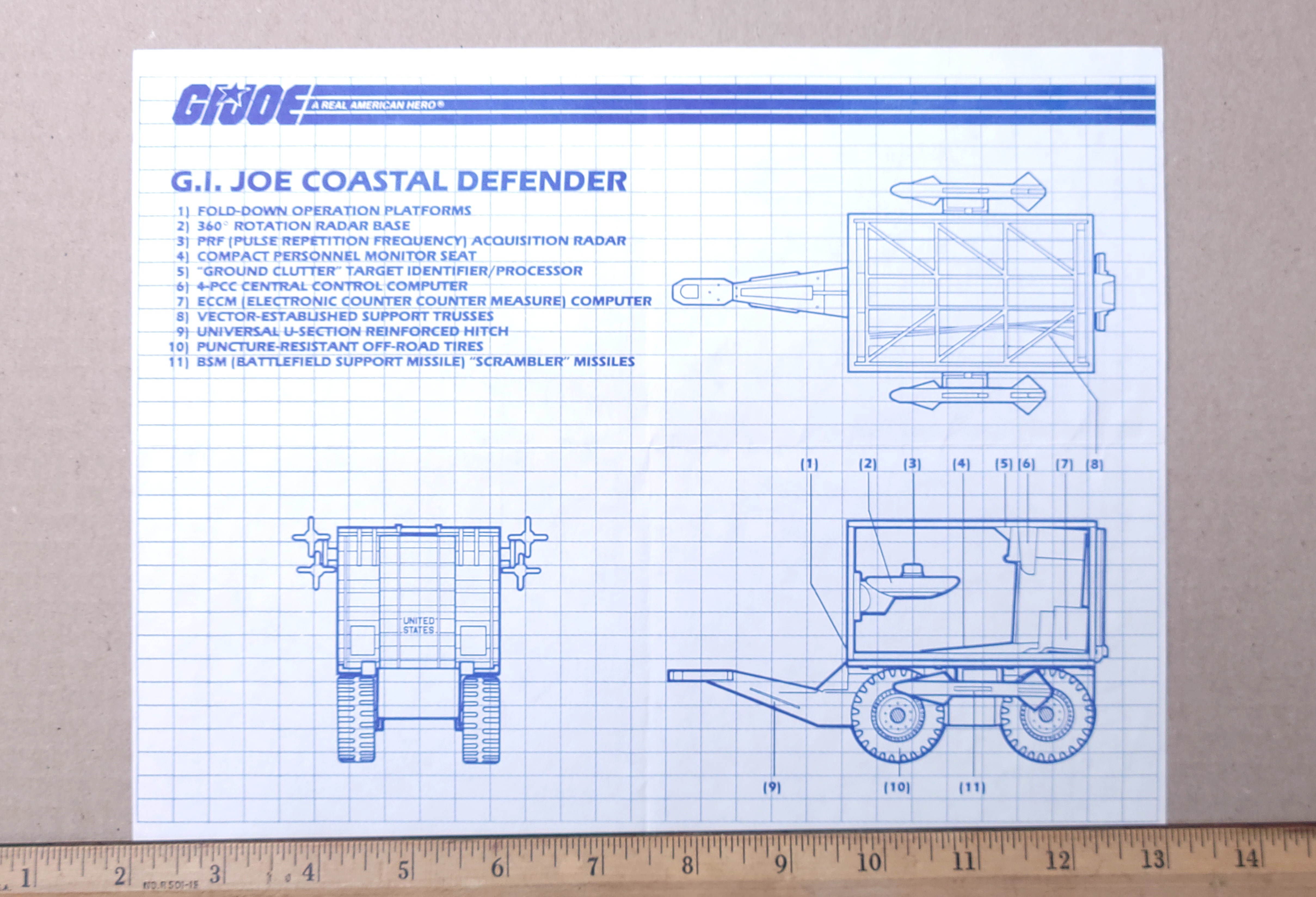 GI Joe Coastal Defender Vehicle/Playset Toy Vintage Hasbro Blueprints/Instructions