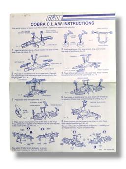 GI Joe Cobra C.L.A.W. Glider Vehicle Toy Vintage Hasbro Blueprints/Instructions