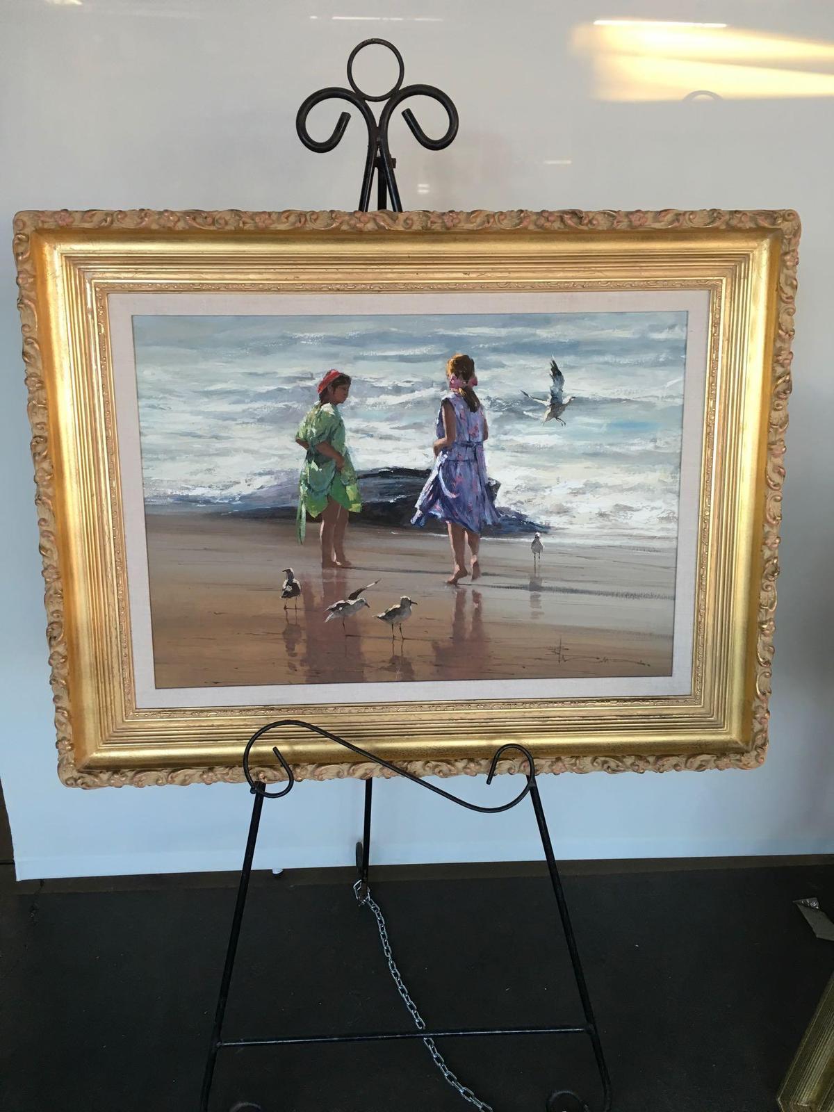 Sea Scape Oil on canvas, Sharing Time, by R. Hagen Value $3,100