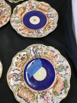 10 in. Vintage plates. Has note info with "early 19th c signed and dated Capidomonte plates"