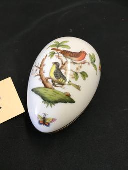 Vintage Herend Hungary hand-painted dish & egg shaped dish
